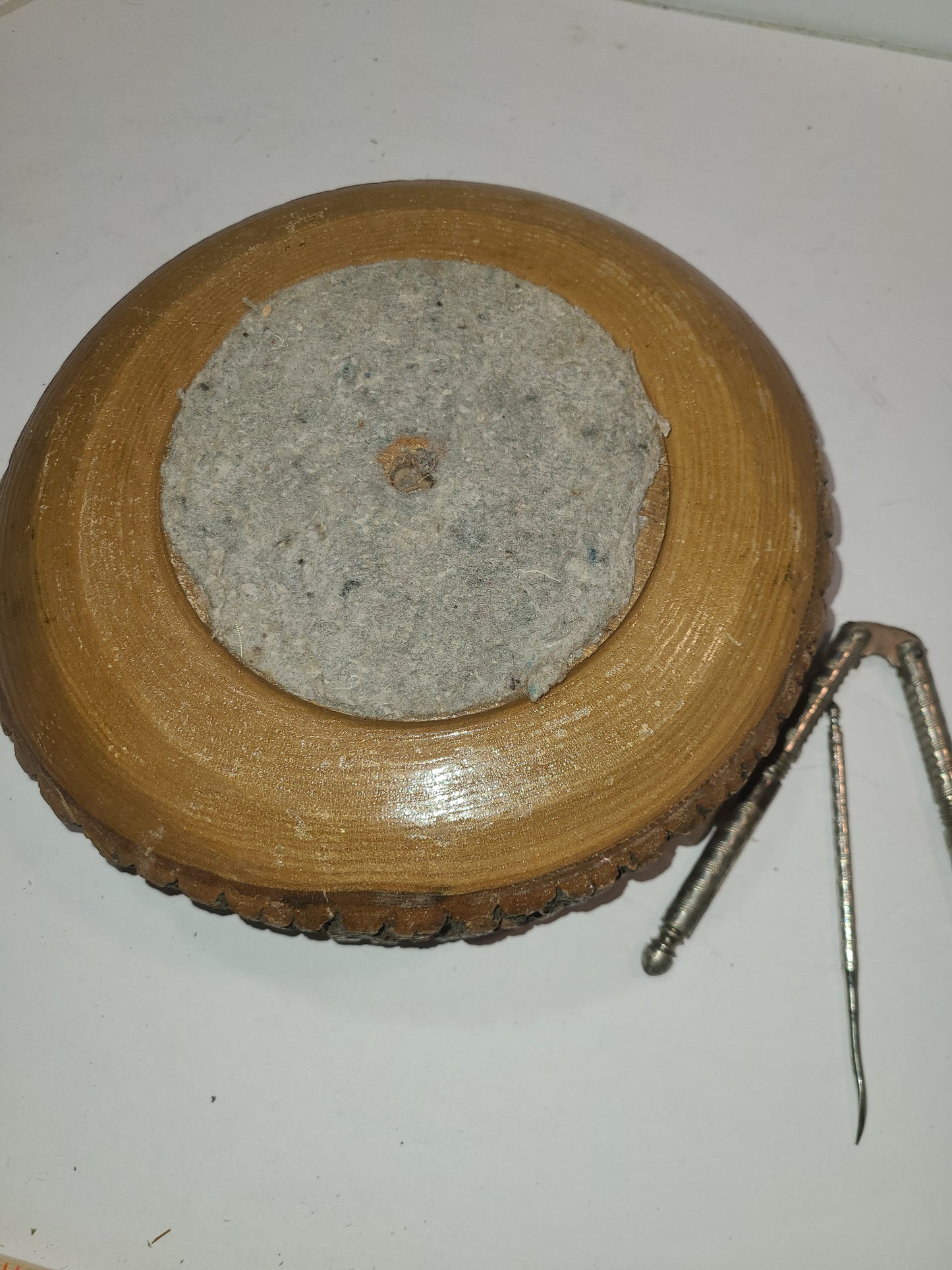 Vintage Walnut Bowl with Tools